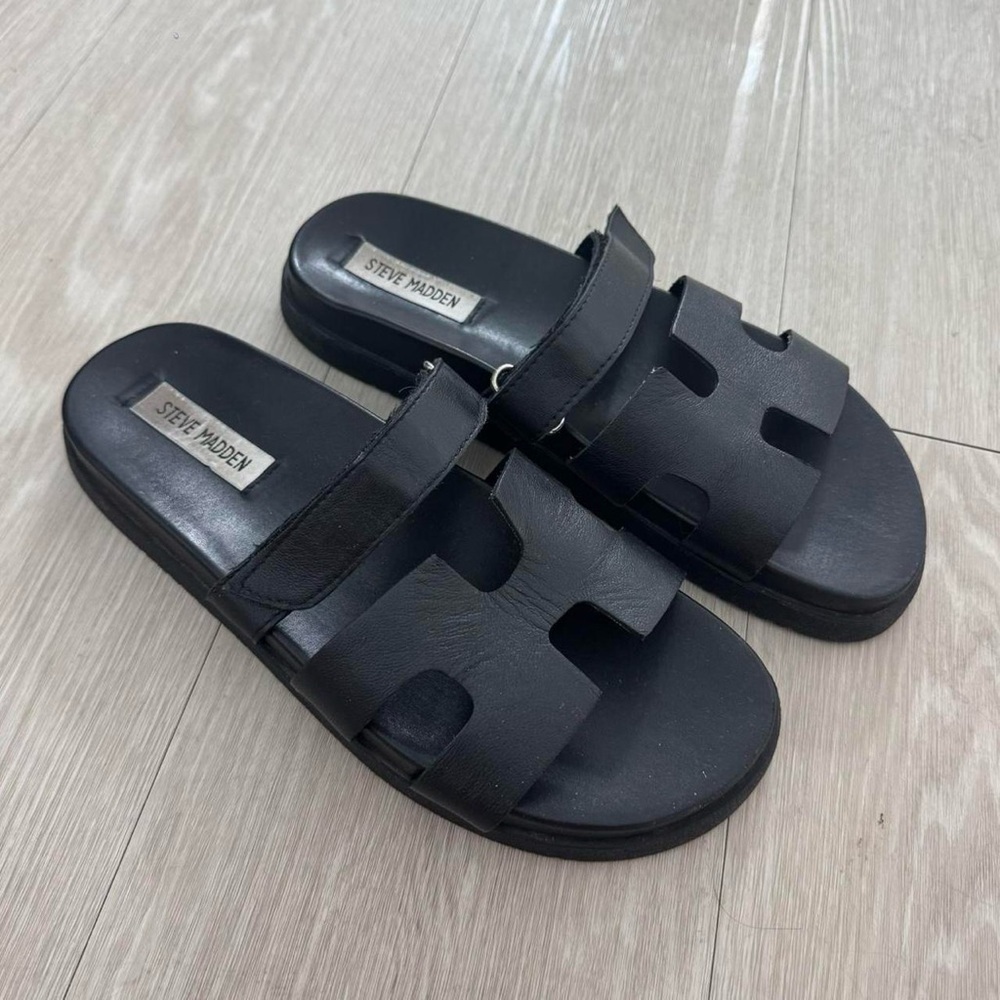 Steve Madden Black Slide Sandals